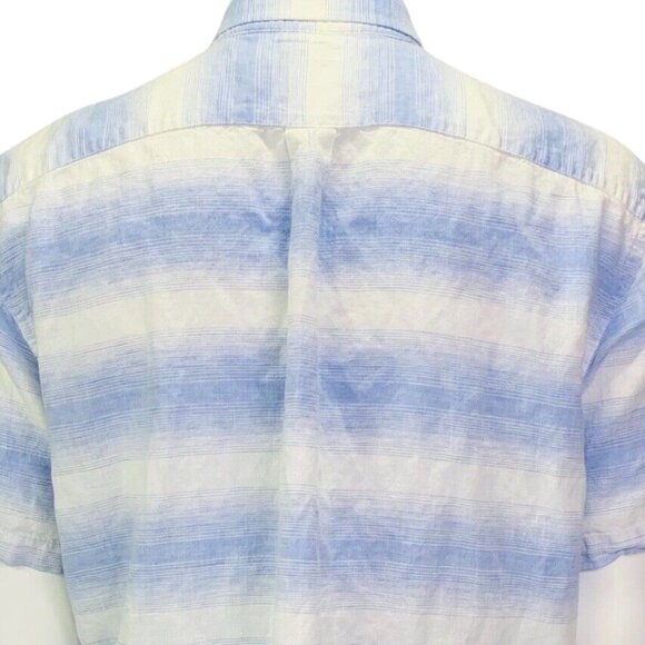 Southern Marsh Mens Richard Dress Shirt Linen Lines Blue Short Sleeve Size 2X - Picture 7 of 12